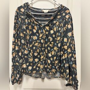 Anthropologie Black Floral Blouse